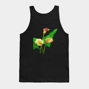 Three Calla Lilies Black Outline Art Tank Top